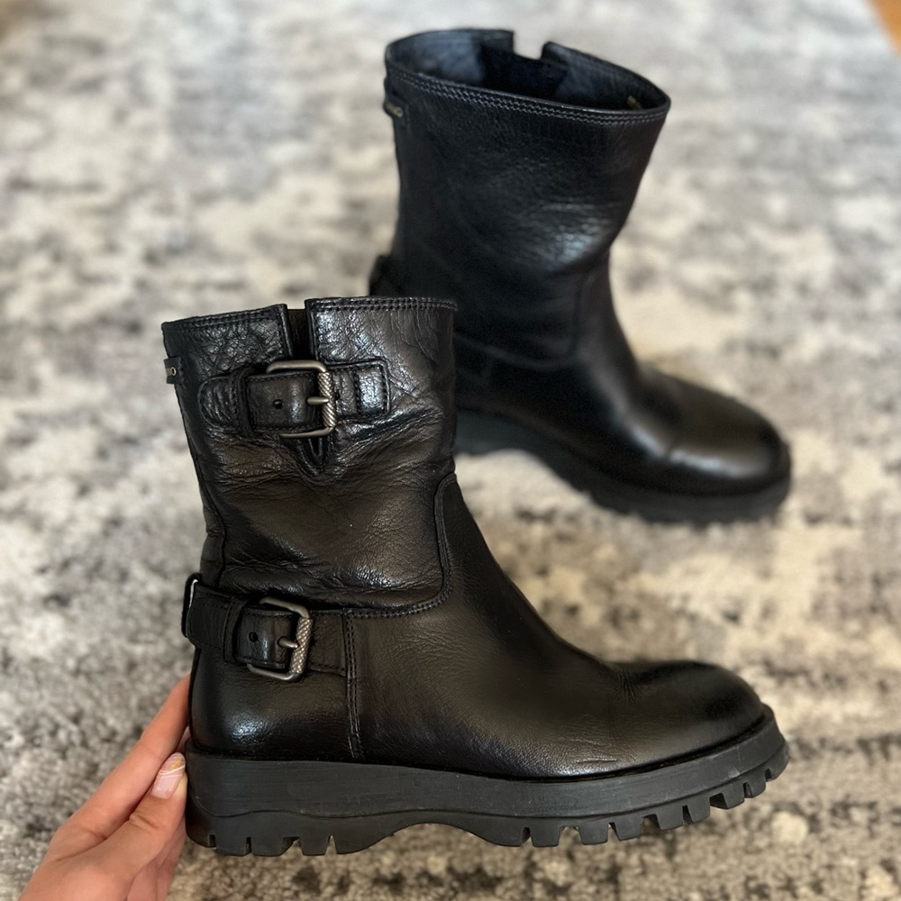Prada Size 35.5 black leather biker boot - Picture 7 of 9